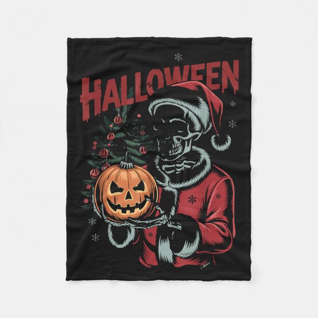 I Prefer Halloween Christmas Creepy Cute Skeleton  Fleecedecke (Vorderseite)