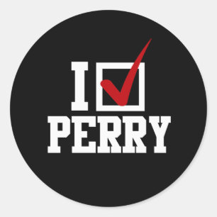 I PRÜFZEICHEN RICK PERRY (weiß) Runder Aufkleber
