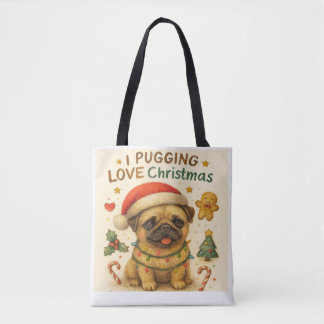  I Pugging Love Christmas Tote Bag Tasche