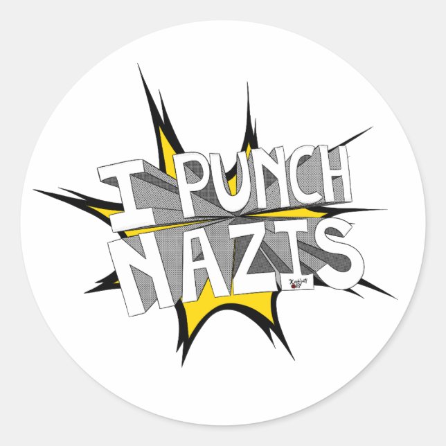 I PUNCH NAZIS RUNDER AUFKLEBER (Vorderseite)