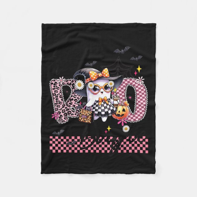 I Put The Boo In Boujee Cute Ghost Leopard Boujie  Fleecedecke (Vorderseite)