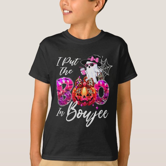 I Put The Boo In Boujee Cute Leopard Boujie Ghost  T-Shirt (Vorderseite)