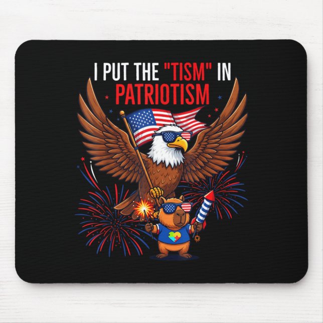 I Put The Tism In Patriotism Athletic Eagle Tism F Mousepad (Vorne)