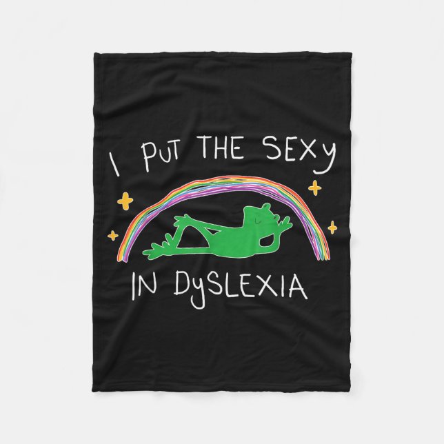 I Put The Y In Dyslexia Funny Cute Frog  Fleecedecke (Vorderseite)