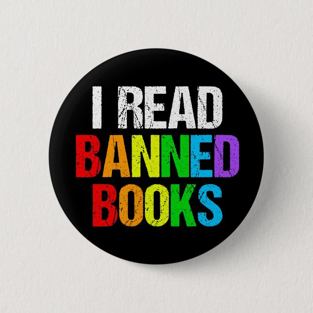 I Read Banned Books Rainbow Button (Vorderseite)