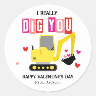 I Really Dig You Classroom Valentine's Day Runder Aufkleber