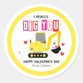 I Really Dig You Classroom Valentine's Day Runder Aufkleber