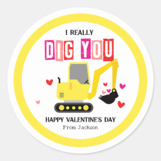 I Really Dig You Classroom Valentine's Day Runder Aufkleber