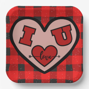 I regle U I Liebe Sie Buffalo Karierte Papierplatt Pappteller