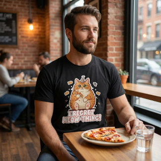 I Regret Meow Thing Funny Cat Pizza Party T-Shirt