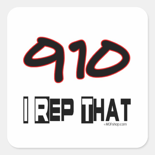 I Rep. 910 Area Code Quadratischer Aufkleber (Vorderseite)