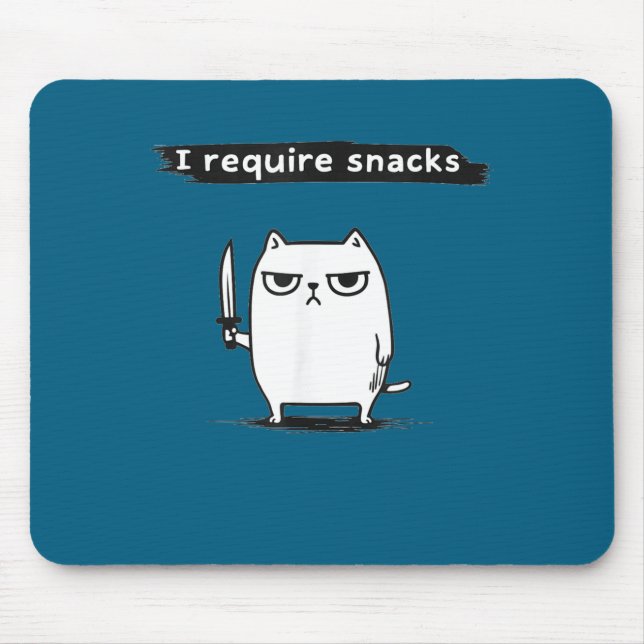 I Require Snacks Angry Cat Funny Meme  Mousepad (Vorne)