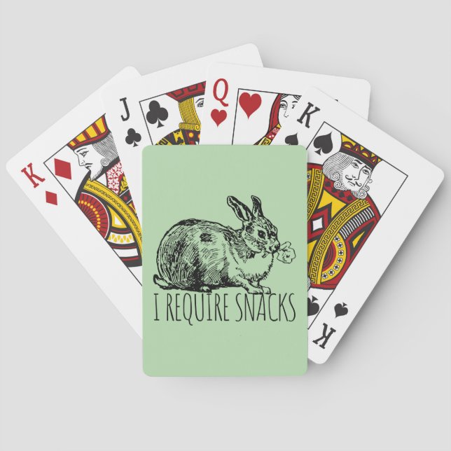 I Require Snacks Cute Bunny Rabbit Spielkarten (Rückseite)