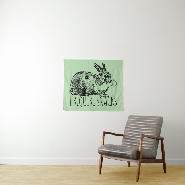 I Require Snacks Cute Bunny Rabbit Wandteppich (Beispiel (Horizontal))