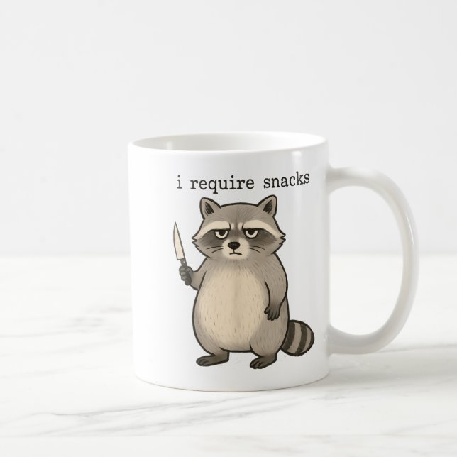 I Require Snacks Funny Mpy Raccoon Trash Meme Snac Kaffeetasse (Rechts)
