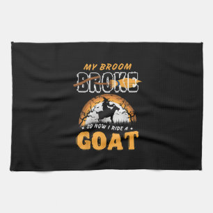 I Ride a Goat Funny Farming Halloween Farmer Ohrts Geschirrtuch