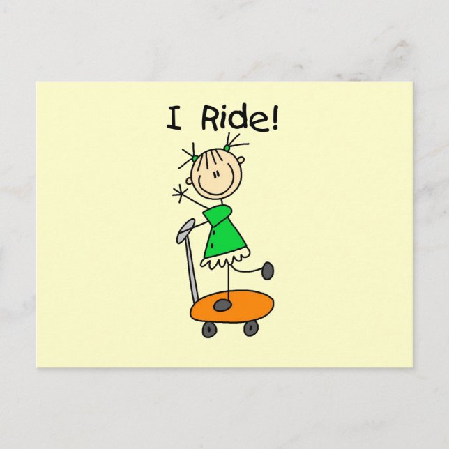 I Ride - Girl on Scooter Postkarte (Vorderseite)
