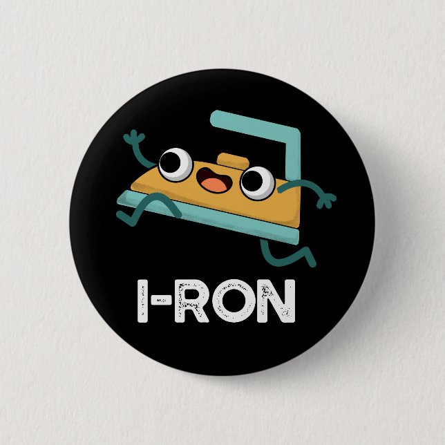 I ron Funny Running Iron Pun Dark BG Button (Vorderseite)