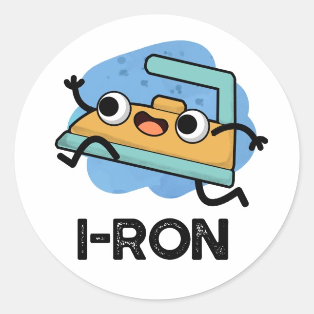 I ron Funny Running Iron Pun Runder Aufkleber (Vorderseite)