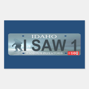 "I Saw 1" Sasquatch Lizenzplatte Rechteckiger Aufkleber