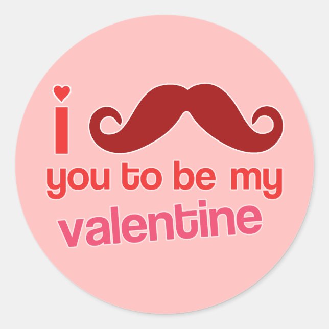 i Schnurrbart, dass du mein Valentinsticker bist Runder Aufkleber (Vorderseite)