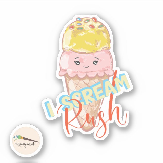 I schreie Rush Kawaii Ice Cream Sticker (Vorderseite)