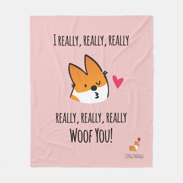 I Schuss Sie Corgi-Fleece-Decke Fleecedecke (Vorderseite)