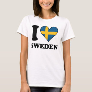 I schwedisches Flaggen-Herz Liebe-Schwedens T-Shirt