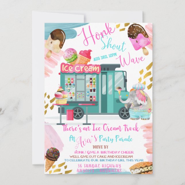 I-Scream Birthday Einladungskarte (Vorderseite)