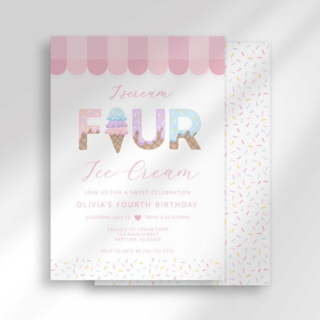 I Scream Four Ice Cream Birthday Einladung (Von Creator hochgeladen)