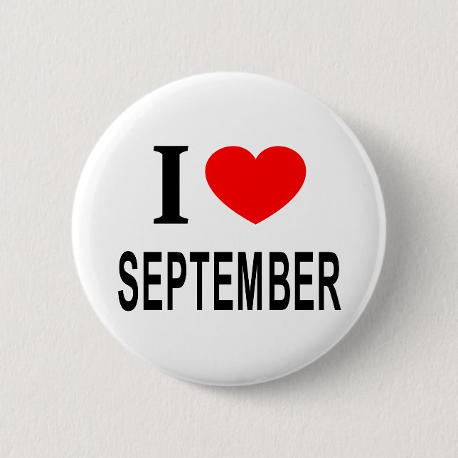 I ❤️ SEPTEMBER I LIEBE SEPTEMBER I HERZ SEPTEMBER BUTTON (Vorderseite)