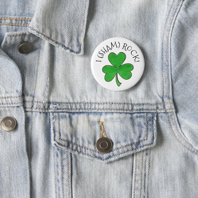 I (Sham) Rock Lucky Irish Green Kleeblatt Clover Button (Beispiel)
