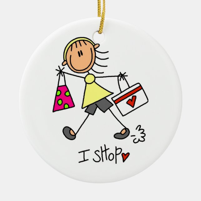 I Shop Strichmännchen Girl Keramik Ornament (Vorne)