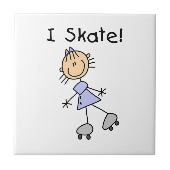 I Skate - Girl Roller Skater Fliese (Vorderseite)