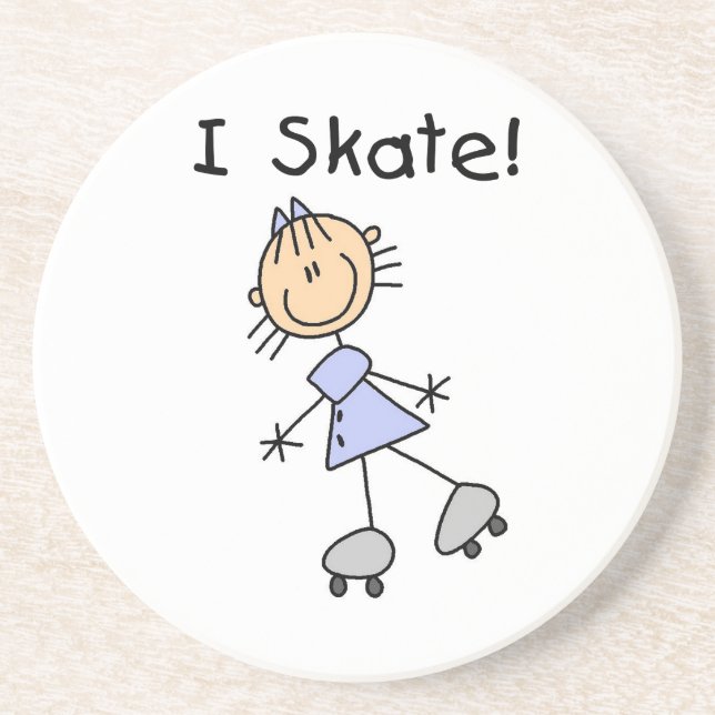 I Skate - Girl Roller Skater Getränkeuntersetzer (Vorne)