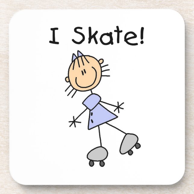 I Skate - Girl Roller Skater Getränkeuntersetzer (Vorderseite)