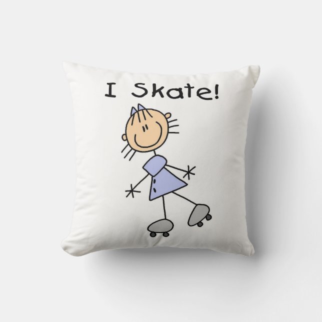 I Skate - Girl Roller Skater Kissen (Vorderseite)