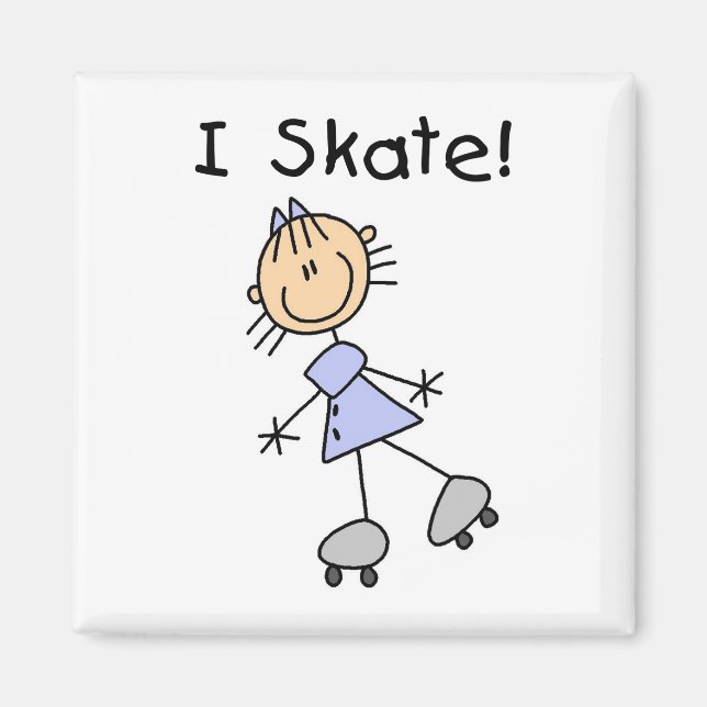 I Skate - Girl Roller Skater Magnet (Vorne)