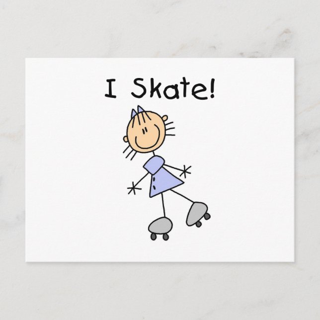 I Skate - Girl Roller Skater Postkarte (Vorderseite)