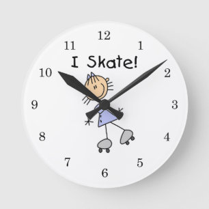 I Skate Girl Roller Skater Runde Wanduhr