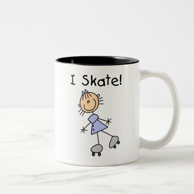 I Skate - Girl Roller Skater Zweifarbige Tasse (Rechts)