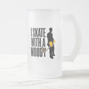 I Skate mit einem Woody (Hockey)-Mattierten Glasbä Mattglas Bierglas