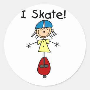 I Skate-Skateboarding Mädchen Runder Aufkleber