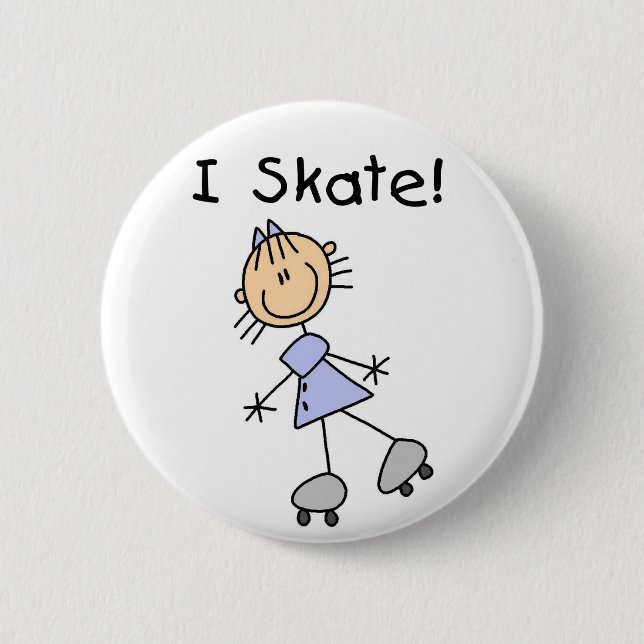 I Skate-Strichmännchen-Knopf Button (Vorderseite)