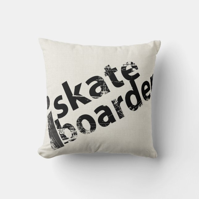 i Skateboard Schwarz-Weiß-Kissen Kissen (Vorderseite)