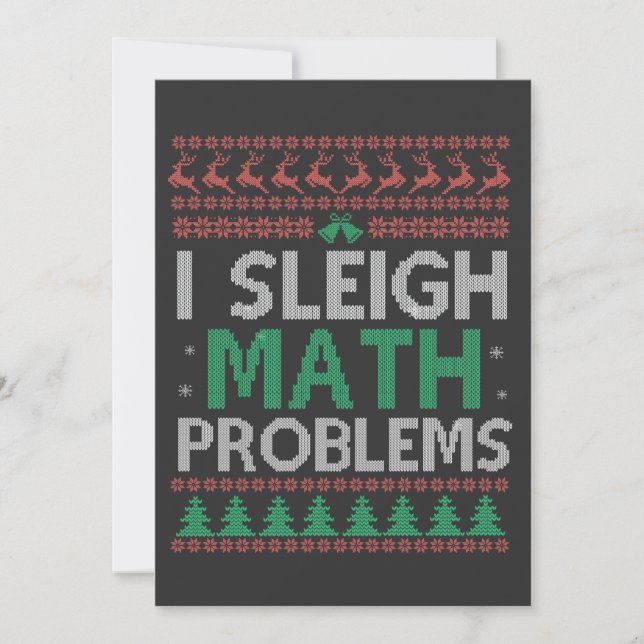 I Sleigh Mathe Problems Funny Ugly Xmas Sweater Einladung (Vorderseite)