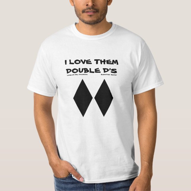 I Snowboardwortspiel Liebe-sie doppelten d Ski T-Shirt (Vorderseite)