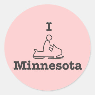 I Snowmobile Minnesota Runder Aufkleber