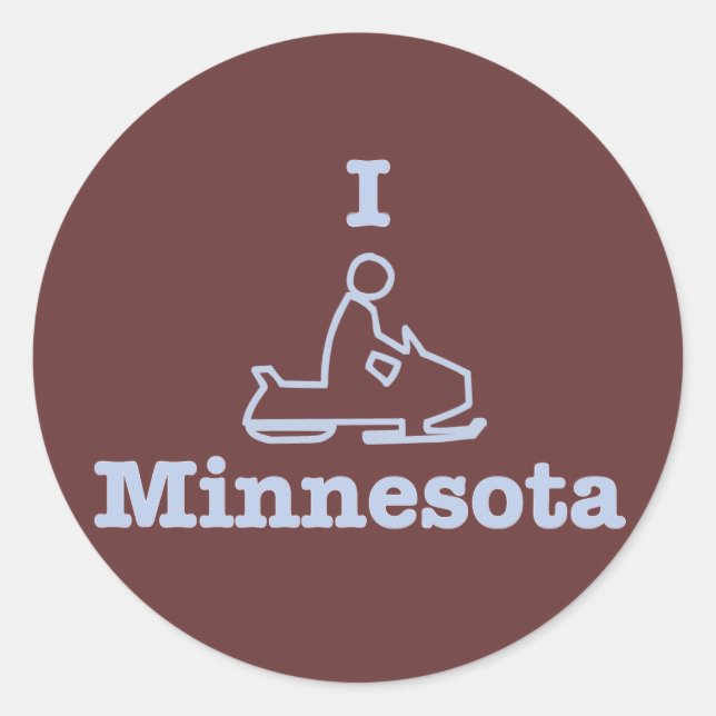 I Snowmobile Minnesota Runder Aufkleber (Vorderseite)