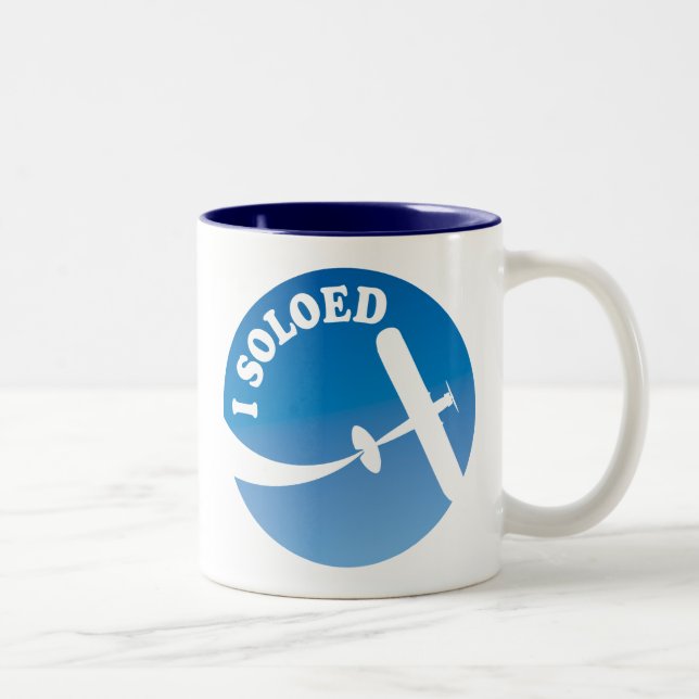 I Soloed u. Flugzeug-Grafik Zweifarbige Tasse (Rechts)